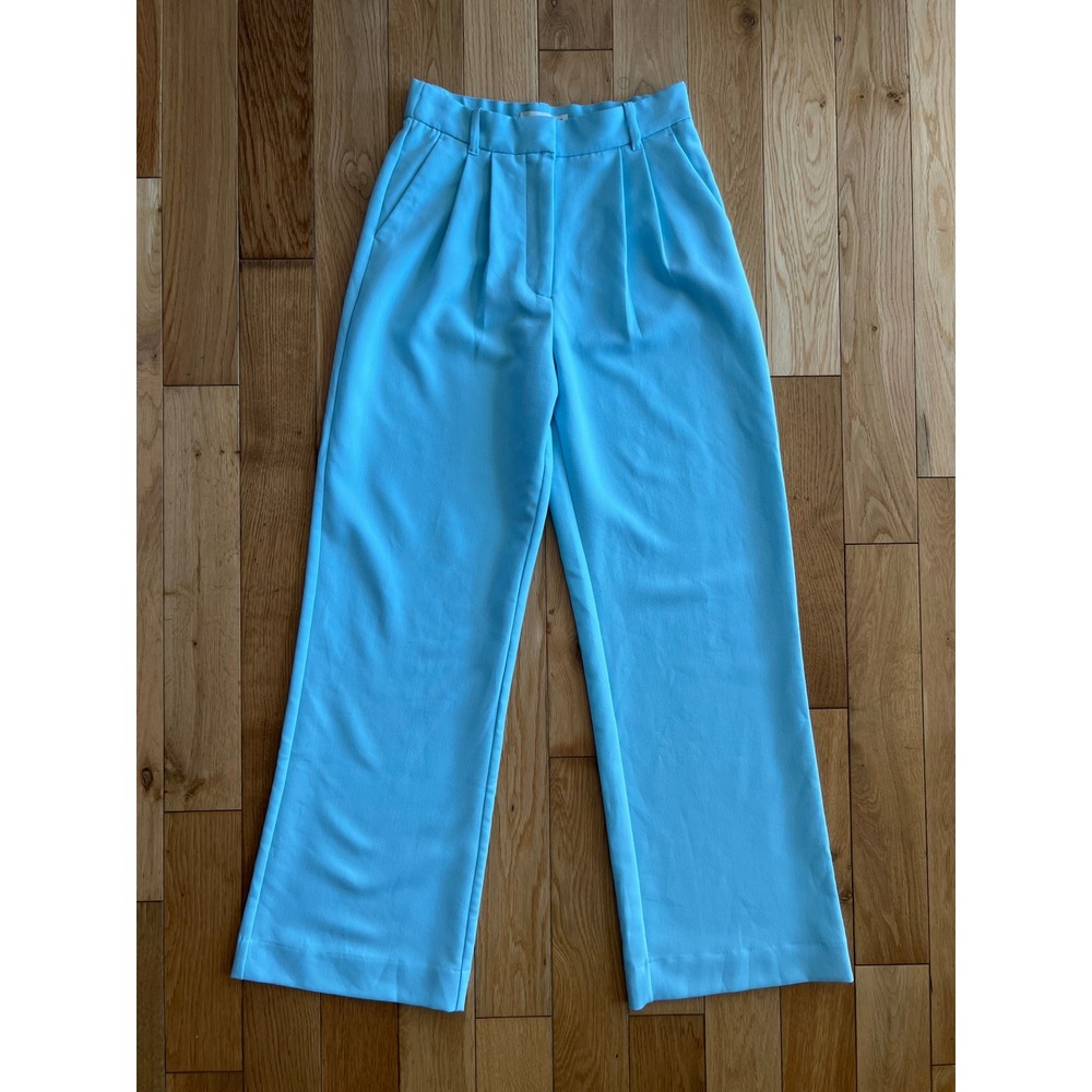 Abercrombie & Fitch Sloan Tailored Trousers Wide Leg High Rise Light Blue Size 4 - Picture 2 of 9